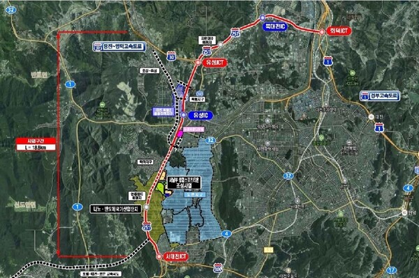 호남고속도로지선 확장 위치도[사진=대전시]
